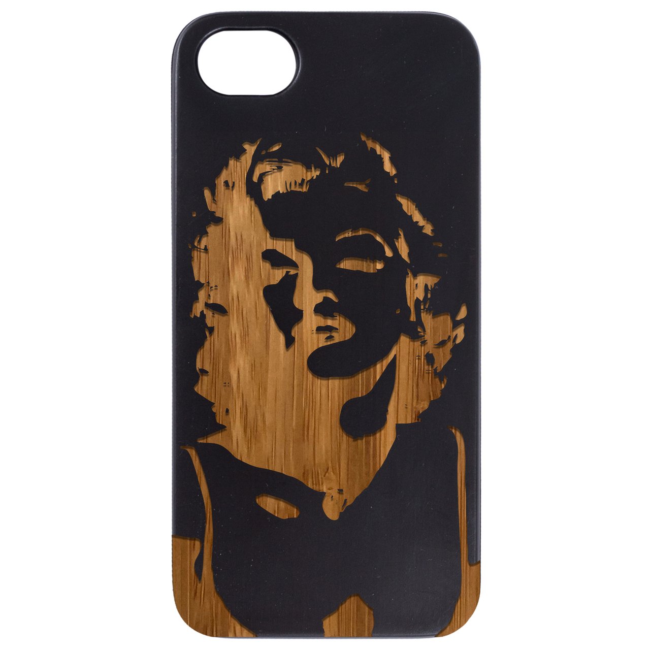 Marilyn Monroe 1 Engraved wooden phone case featuring a detailed engraving of Marilyn Monroe, showcasing its unique design and craftsmanship.